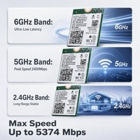 Carte sans fil WiFi 6E AX210 Intel AX210NGW Tri Band 2.4G 5G 6G 5.3 Adaptateur M.2 NGFF pour ordinateur portable PC Win 10 11