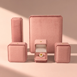 Zebopak Dusty Rose Pink Suede Octagon Jewellery <b>Box</b> Set with Ring Bangle <b>Bracelet</b> Christmas Holiday <b>Gift</b> Collection Supplier - Product Image 2