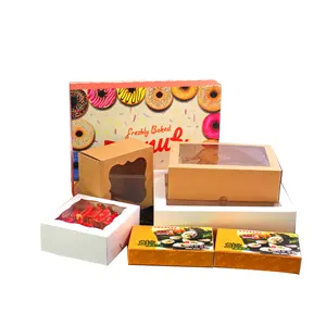 יצרנים לאפות אריזת קופסות מותאם אישית שקוף חלון עוגת ביסקוויט סופגניות קופסות