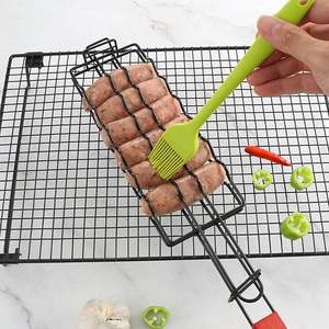 6 supports à hot-dogs avec poignée en bois, grille en fer résistante à la chaleur pour hot-dogs, saucisses, légumes, accessoires de grillades - Product Image 4