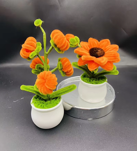 Pianta <span class=keywords><strong>di</strong></span> Girasole in Vaso <span class=keywords><strong>con</strong></span> Filo Intrecciato, Regalo <span class=keywords><strong>di</strong></span> <span class=keywords><strong>Capodanno</strong></span> o Compleanno, Fiore Artificiale Fatto a Mano, Decorazione da Scrivania - Product Image 4