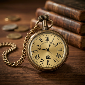 Reloj de Bolsillo Vintage de Latón Chapado en Oro, Estilo Náutico con Números Romanos, Redondo, Regalo Coleccionable - Product Image 5