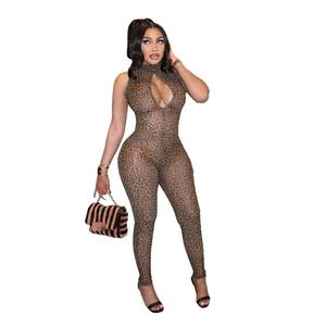 Mono ajustado <span class=keywords><strong>de</strong></span> malla hueca con estampado <span class=keywords><strong>de</strong></span> leopardo, sexy y a la <span class=keywords><strong>moda</strong></span>, nueva colección primavera 2025 para mujer - Product Image 4