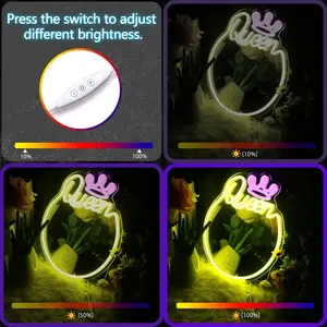 Kraliçe Neon burcu dim LED kazınmış ayna ev stüdyo sevgililer günü doğum günü hediyesi duvar asılı Bar düğün mağazaları merkezi DC - Product Image 3