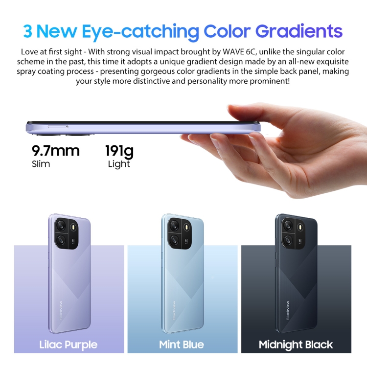 Blackview WAVE 6C Rugged Phone - 5100mAh Battery, 2GB RAM, 32GB