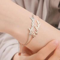 Bracelet unisexe personnalisé en alliage de cuivre plaqué or, fait main, avec lettres anglaises, nom personnalisé, design croix, cadeau