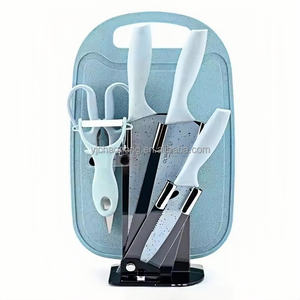 Ensemble de couteaux de <span class=keywords><strong>chef</strong></span> de cuisine colorés avec poignée en plastique, y compris planche à découper cadeau - Product Image 6