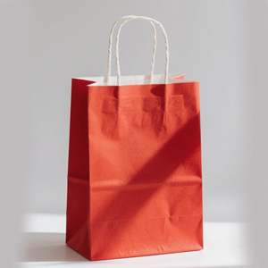 Bolsas de Papel Rojas Reciclables de Kraft para Llevar Comida, Ropa, Regalos de Baby Shower, 12*6*15cm - Product Image 1