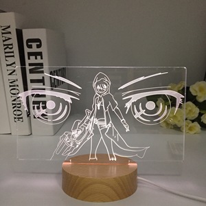 Lámpara de noche LED 3D de Anime, luz Industrial de madera, tirador de roca negra para decoración de dormitorio, luz de noche de madera para habitaciones intermedias - Product Image 2