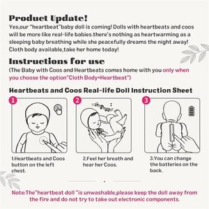 Babeside Leen 20 ''Lovely Hearts Infant Realista Baby Girl Multifuncional Reborn Dolls con Heartbeat Coos and Breath - Product Image 2