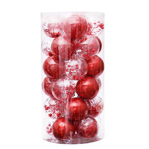 批发节日活动装饰摆件塑料树6厘米挂饰派对摆件红色透明圣诞圣诞球