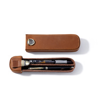 Étui à stylos vintage en cuir Crazy Horse, organiseur de voyage fait main en cuir de vachette avec fermoir à loquet pour 2 stylos-plumes, 21x5x3cm 126g