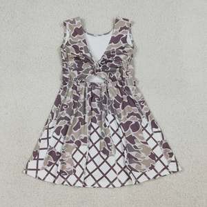 Vestido de yoga hasta la rodilla para niñas, camuflaje gris, estilo Drip Team, al por mayor - Product Image 2