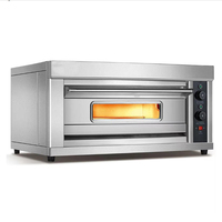 Horno de Gas de 1 Plataforma y 3 Bandejas con Control Automático de Temperatura e Iluminación Interior, Ahorrador de Energía, para Cafetería, Panadería y Tienda de Snacks