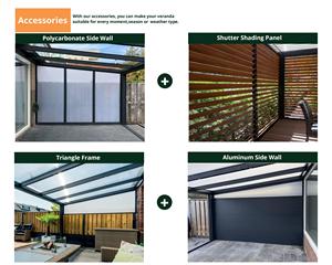 Auvent de terrasse en aluminium OEM d'usine, toiture de véranda en polycarbonate durable, vente en gros B2B - Product Image 5