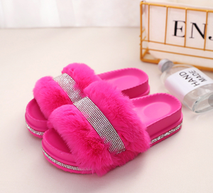 Zapatos de piel sintética para <span class=keywords><strong>mujer</strong></span>, plataforma con <span class=keywords><strong>sandalias</strong></span> de diamantes de imitación, felpa, <span class=keywords><strong>suela</strong></span> gruesa, ostentosas, para exteriores - Product Image 6