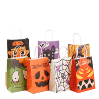 Sac cadeau en papier d'Halloween avec poignée, sac à bonbons Joyeux Halloween, cadeau de fête, pour enfants, vente en gros, personnalisable