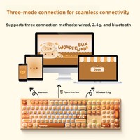 Teclado Mecánico OEM de Tres Modos Bun Wonderland MG108B, Nuevo, USB Tipo-C, 108 Teclas, Interruptores RGB Intercambiables en Caliente, Tamaño Completo