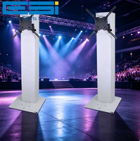 Nouveau design 2026 ESI Totem TV réglable en hauteur (0,9 m à 1,8 m) avec base pliable en acier, support LED, écran et haut-parleur, certifié TUV