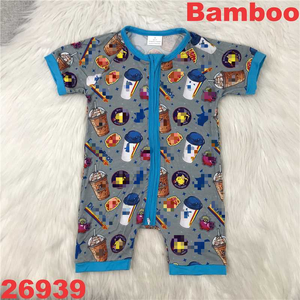 RTS Geen minimale bestelhoeveelheid Diverse bedrukte bamboe <span class=keywords><strong>baby</strong></span> slaapkleertjes <span class=keywords><strong>Baby</strong></span> zomer shortie <span class=keywords><strong>Baby</strong></span> bamboe korte romper met rits Kan op maat gemaakt worden - Product Image 5