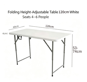 Tavolo Pieghevole Moon 4FT/120cm in HDPE Inodore, Robusto e Portatile per Cene, Lavoro, Feste, Campeggio e Stand Fieristici - Product Image 1