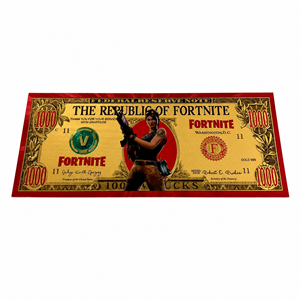 Nouvelle collection 2026 : Billet de banque commémoratif <span class=keywords><strong>Fortnite</strong></span> 5 designs, plaqué or, en plastique, avec impression UV double face – Cadeau souvenir - Product Image 6