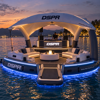 Bar flottant et maison flottante DSPR avec espace de réception en groupe sur une île gonflable, équipement de jeux aquatiques pour les hôtels insulaires