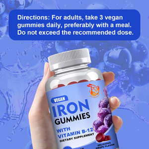 Complément alimentaire végétalien en gommes de fer à marque privée OEM, sans OGM et sans gluten, avec zinc et vitamines B pour le soutien immunitaire - Product Image 6