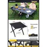 Table et chaises d'extérieur carrées écologiques au design moderne, portables pour le camping, les pique-niques, les repas et la plage, en acier au carbone durable