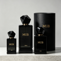 Botol Parfum Kaca Desain Khusus 30 ml 50 ml 100 ml Botol Parfum Kotak Hitam Mewah Dengan Tutup Khusus