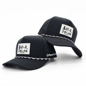 Casquette de golf cinq panneaux en cuir silicone avec logo personnalisé, haute qualité, faible MOQ, fermeture Velcro, séchage rapide, légère - Product Image 1