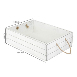 กล่องเก็บของไม้พร้อมหูหิ้วทรงสี่เหลี่ยมสีขาวสำหรับตกแต่งบ้าน - Product Image 5