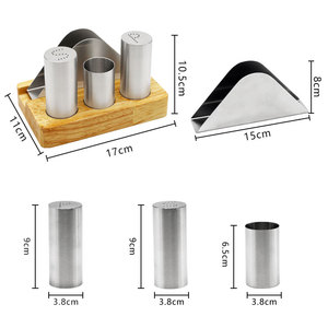 Customized Wooden Table Set with Toothpick and Tissue Paper Holder Stainless Steel Salt and Pepper Shakers Set for Dining Table - Product Image 2