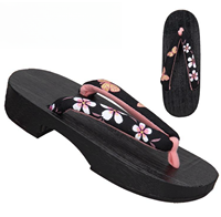 Chaussures traditionnelles japonaises en bois Geta Sabots tongs Sandales d'extérieur Fleurs Orientales Japon Anime Cosplay Paulownia Femme Chaussures
