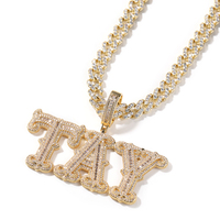 Pendentif personnalisé avec initiale UWIN, pendentif avec nom en majuscules personnalisé, chaîne cubaine en CZ de 9 mm, collier pour femmes et hommes, bijoux hip hop