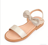 Sandales pour filles avec nœuds décoratifs, chaussures de cérémonie style princesse, chaussures plates confortables, chaussures de demoiselle d'honneur pour les fêtes