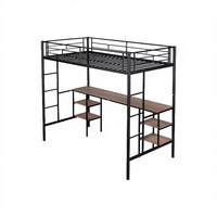 Lit superposé moderne et minimaliste pour chambre à coucher, avec bureau intégré, lit simple supérieur, lit double, structure en fer, lit à deux niveaux haut et bas