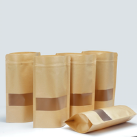 Sacs en papier pour emballage de biscuits, sacs en papier kraft brun avec fermeture éclair, sachets refermables avec fenêtre
