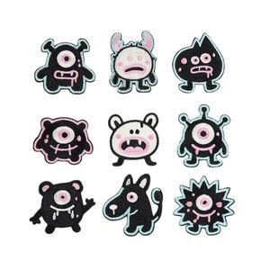 New Design Iron on /sticker Embroidery Cartoon Cute <b>Black</b> Little Monster Patch Applique for Hat Clothes Decoration - Product Image 1