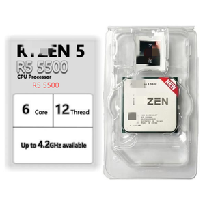 ซีพียู New Box Tray R5 5500 3.6 GHz 6-Core 12-Thread พร้อมหน่วยความจำแคช L3 16MB สำหรับคอมพิวเตอร์ตั้งโต๊ะเล่นเกม R5 5500 CPU - Product Image 1