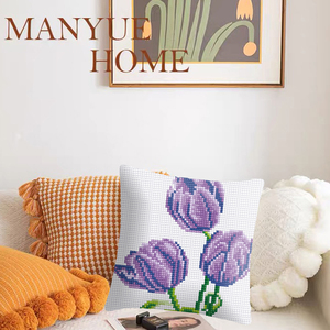 Kit per Cuscini Ricamati all'Ingrosso, Fiori di Tulipano Viola, Cuscino Ricamato in Lana, Dropshipping Fai-da-Te - Product Image 2