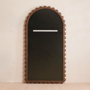 Decorative Bobble Frame Solid Dark <strong>Oak</strong> Wood <strong>Round</strong> <strong>Mirror</strong> for the Wall - Product Image 5