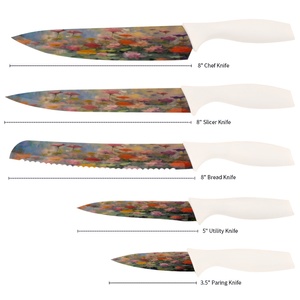 Juego de <span class=keywords><strong>cuchillos</strong></span> de cocina TOALLWIN, <span class=keywords><strong>cuchillos</strong></span> de cocina con patrón de flores, juego de <span class=keywords><strong>cuchillos</strong></span> de chef de cocina de acero inoxidable, <span class=keywords><strong>cuchillos</strong></span> de cocina - Product Image 4
