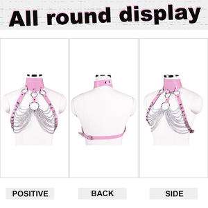 Body Sexy pour femme, Lingerie en cuir, pyjama, ensemble érotique à rayures - Product Image 5