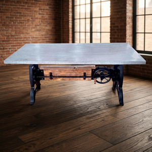 Mesa Industrial Vintage de Hierro Fundido y Madera de Mango con Manivela, Construcción Sólida, Moderna, Ajustable en Altura, Plegable, Estilo Rústico, para Hotel, 6 Plazas - Product Image 2