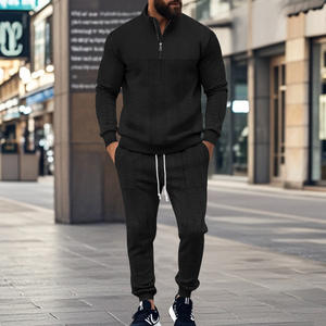 2025秋冬男士奢华运动服休闲立领长袖拉链运动衫裤子街装两件套 - Product Image 6