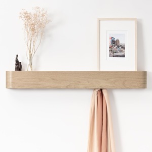 Cửa ra vào lưu trữ giá bằng gỗ tường <span class=keywords><strong>Rack</strong></span> với Hidden quần áo móc áo và mũ Giá móc chức năng lưu trữ chủ - Product Image 2