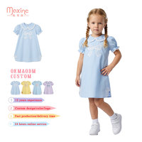 Robe pour filles en coton 100% personnalisée certifiée CPC et CPSIA, dentelle, col Peter, broderie, nœud, pour enfants en bas âge, été, 2-10 ans