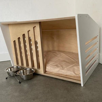 Maison pour animaux de compagnie de luxe en bois écologique multifonctionnelle, style cabane en bois, niche intérieure pour chiens, motif floral, fermeture à boutons pression, personnalisable
