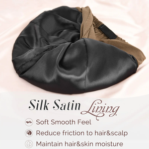 QINGYAN Bonnet de nuit en satin, <span class=keywords><strong>turban</strong></span> personnalisé, foulard ajustable pour femmes aux cheveux bouclés naturels, bonnet de chimiothérapie doublé en satin - Product Image 3
